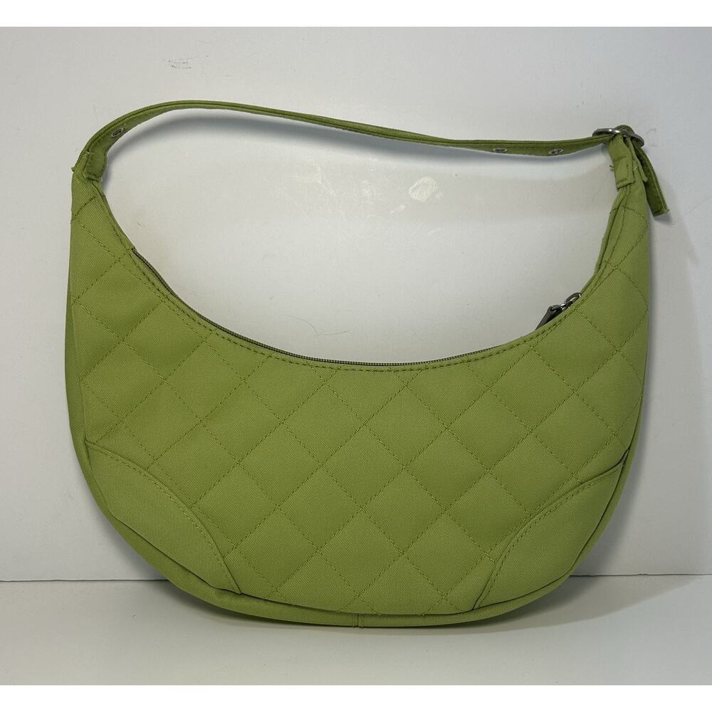 Urban Oxide Green Half Moon Shoulder Handbag Quilted Adjustable Strap Canvas